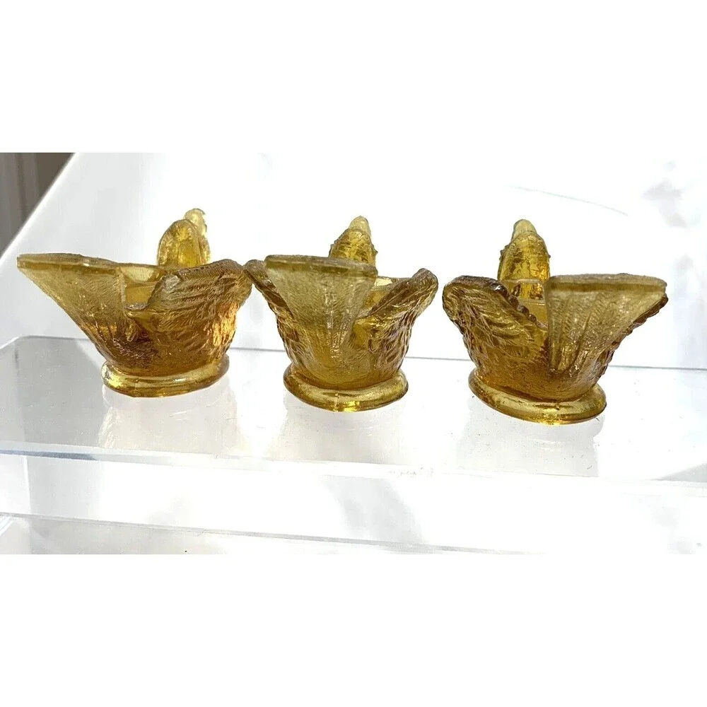 Lot of 3 McKee Glass Bird Berry Open Salt 1880-1890 3 1/2